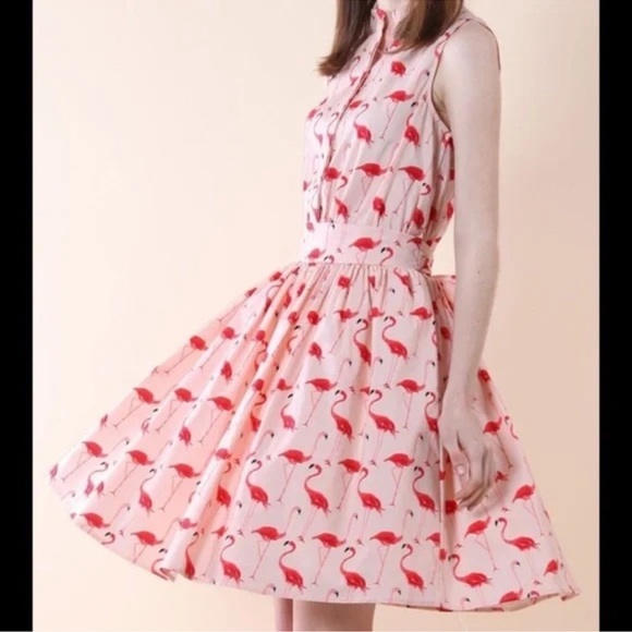 Chicwish Flamingo Print Mini Dress in Pink - Picture 3 of 16